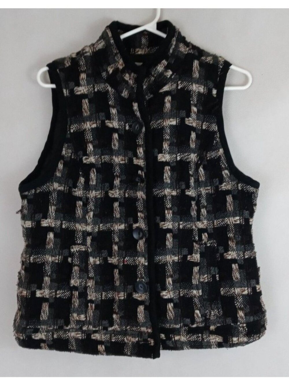 Christopher & Banks Women's Tan & Black Plaid Lined Vest Size Medium
